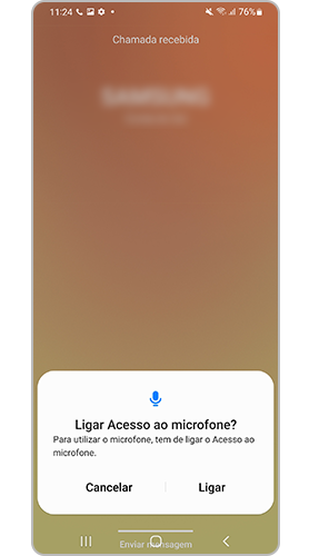 Pop-up de ativação do Microfone durante uma chamada