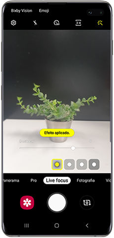 Efeitos de desfocagem do Live focus na câmara do Galaxy S10