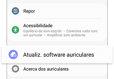 Atualizações de software com a aplicação Galaxy Wearable