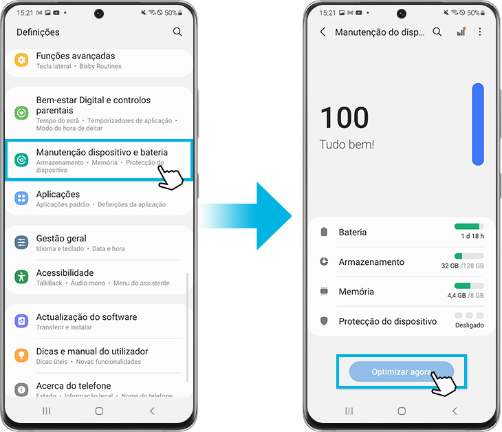 Bateria e manutenção do dispositivo