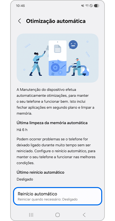 Tocar em Reinício automático
