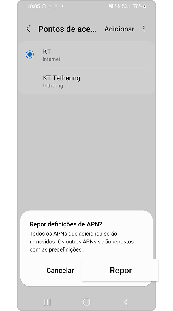 repor definições de rede passo 5