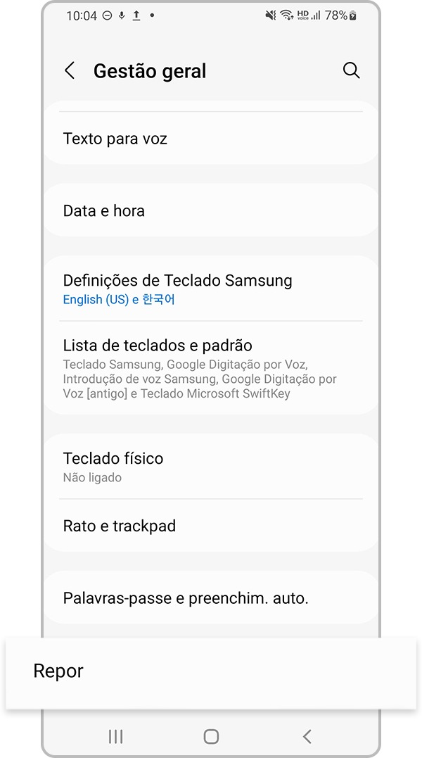 repor definições de rede passo 2