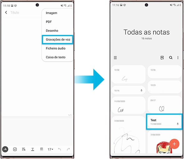 Como reproduzir gravações de voz