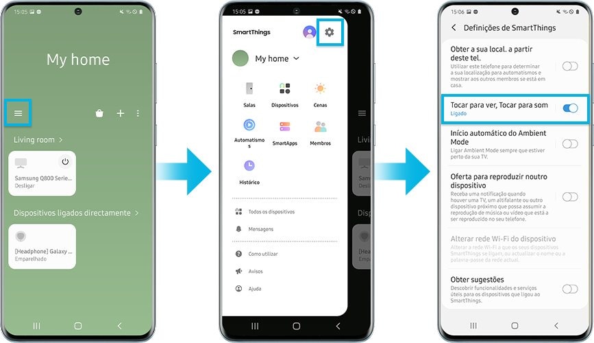 Ecrã da aplicação smartthings para configurar a funcionalidade tap view