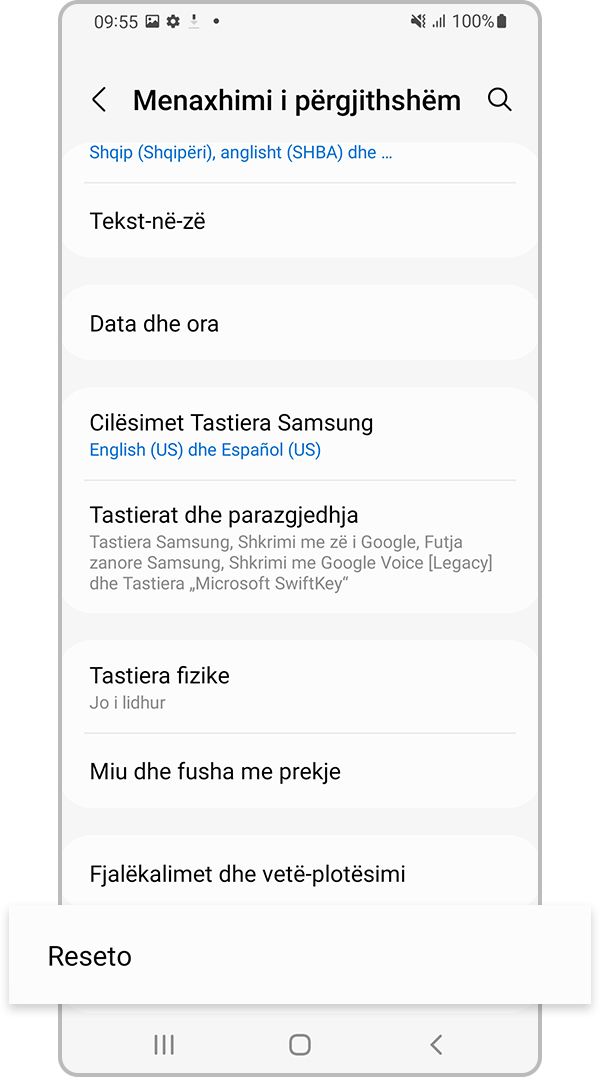 Përzgjidhni Reset