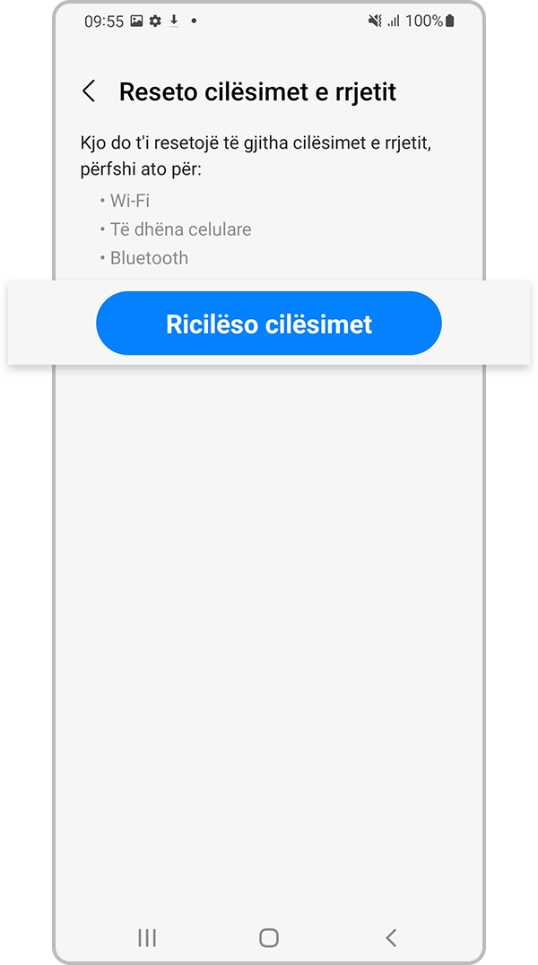 Prekni Reseto cilësimet