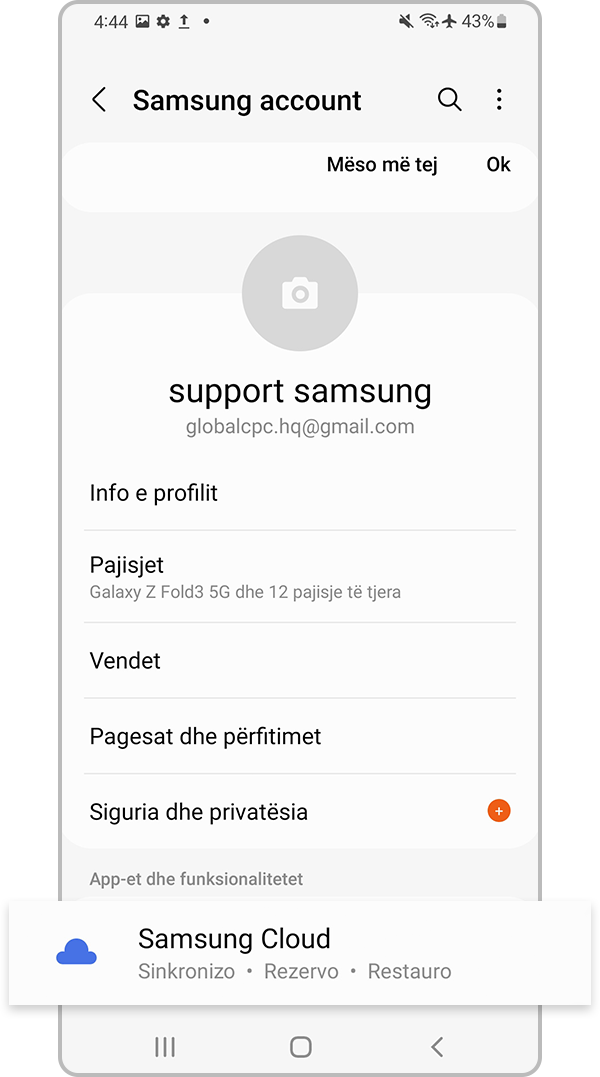 Përzgjidhni Samsung Cloud