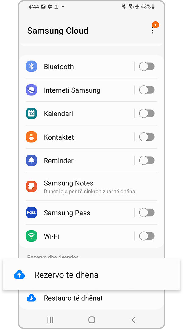 Samsung Cloud Rezervo të dhëna