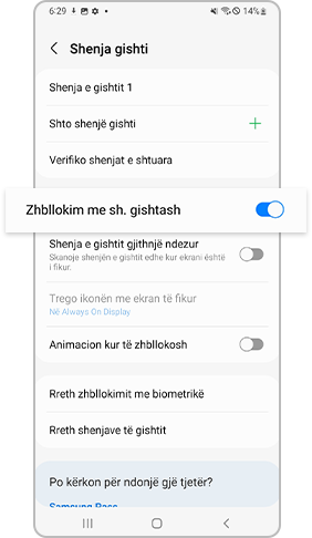 aktivizoni hapjen me shenjën e gishtit