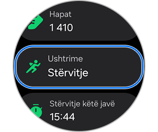 Zgjedhja e opsionit "Ushtrime"
