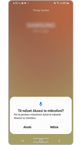 Aktivizoni dritare komunikimi për të lejuar Mikrofonin gjatë bërjes së thirrjes