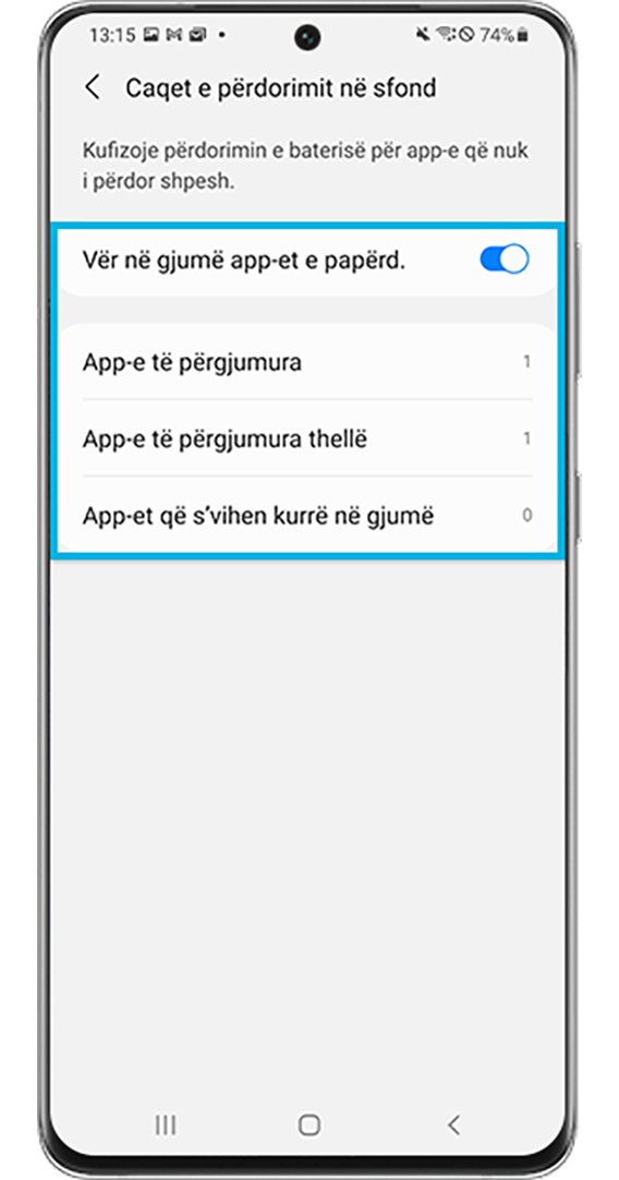 Kufizimet e përdorimit në sfond