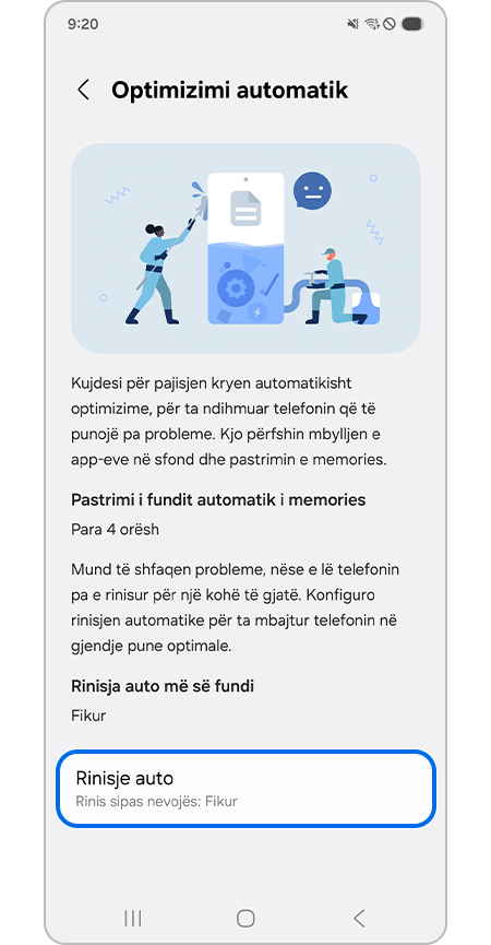 Prekja e opsionit Rinisje auto