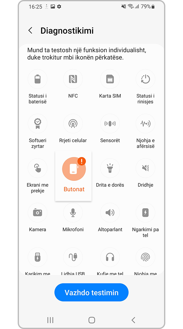 Prekni butonat në Diagnostikimi