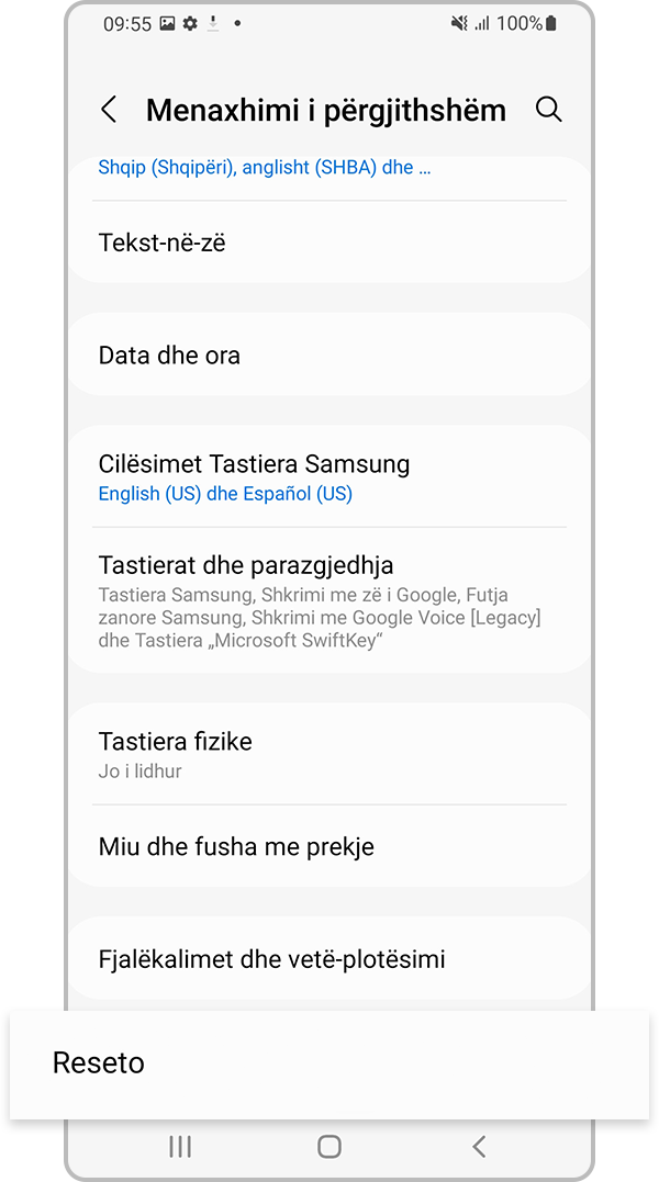 Përzgjidhni Reset