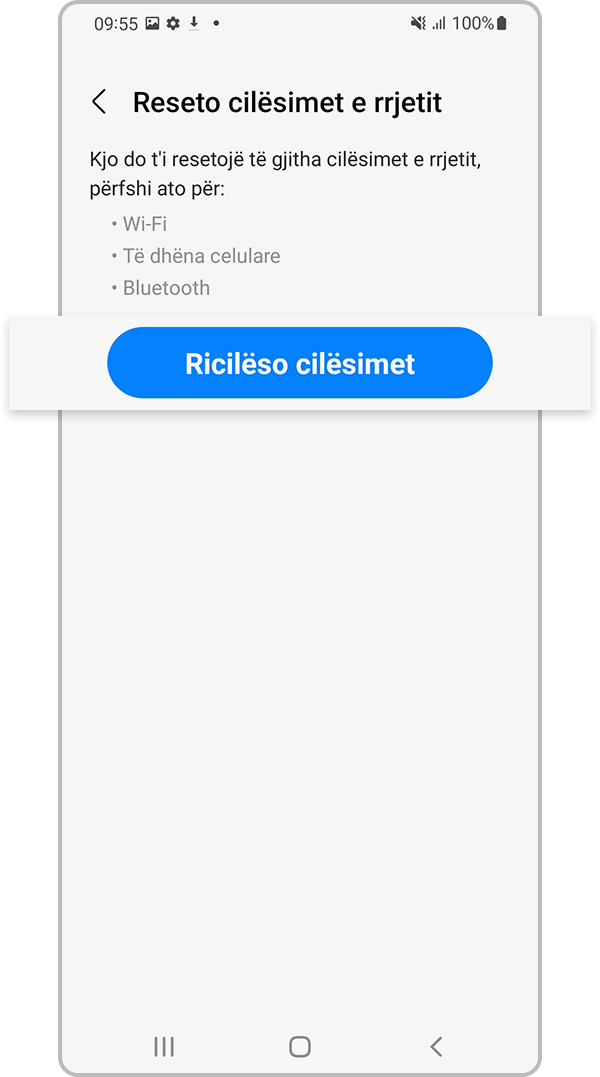 Prekni Reseto të gjitha cilësimet