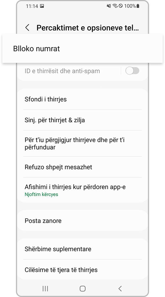 kontrolli nëse pajisja bllokon numrat e panjohur hapi 3