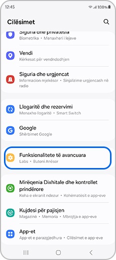 Veçoritë e avancuara te cilësimet