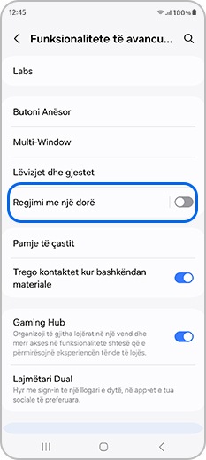 Prekni modalitetin me një dorë te veçoritë e avancuara