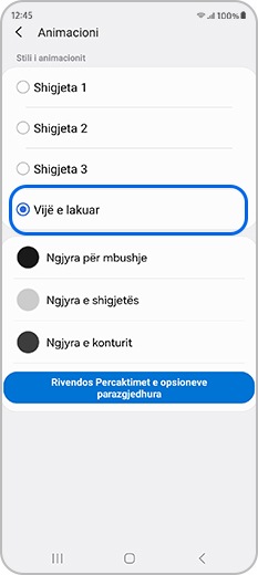 Ndryshojeni stilin e animacionit në një vijë të lakuar