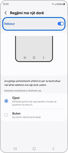 Aktivizoni modalitetin me një dorë