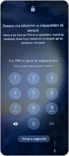 Fjalëkalimi i ri u vendos. Opsioni "Fshi tani PIN-in e mëparshëm"