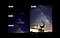 Se muestra la misma imagen de la fotografía del cielo nocturno con cuatro ajustes de ISO diferentes (400, 800, 1600 y 3200) para mostrar cómo puede afectar la misma toma. Los tres primeros ajustes de ISO muestran una parte recortada de la imagen, mientras que el ajuste de ISO 3200 muestra la imagen completa con una pieza de arte escultural en forma de media luna y un fondo de la Vía Láctea.