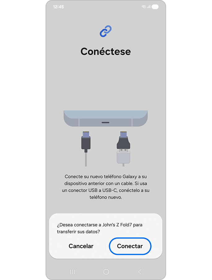 Conectar al nuevo dispositivo con cable USB