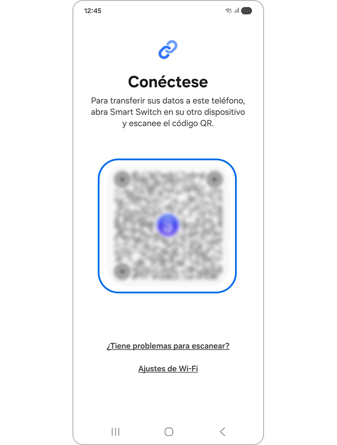 Pantalla que solicita escanear un código QR