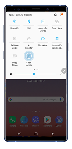Control remoto S Pen en el panel de notificaciones