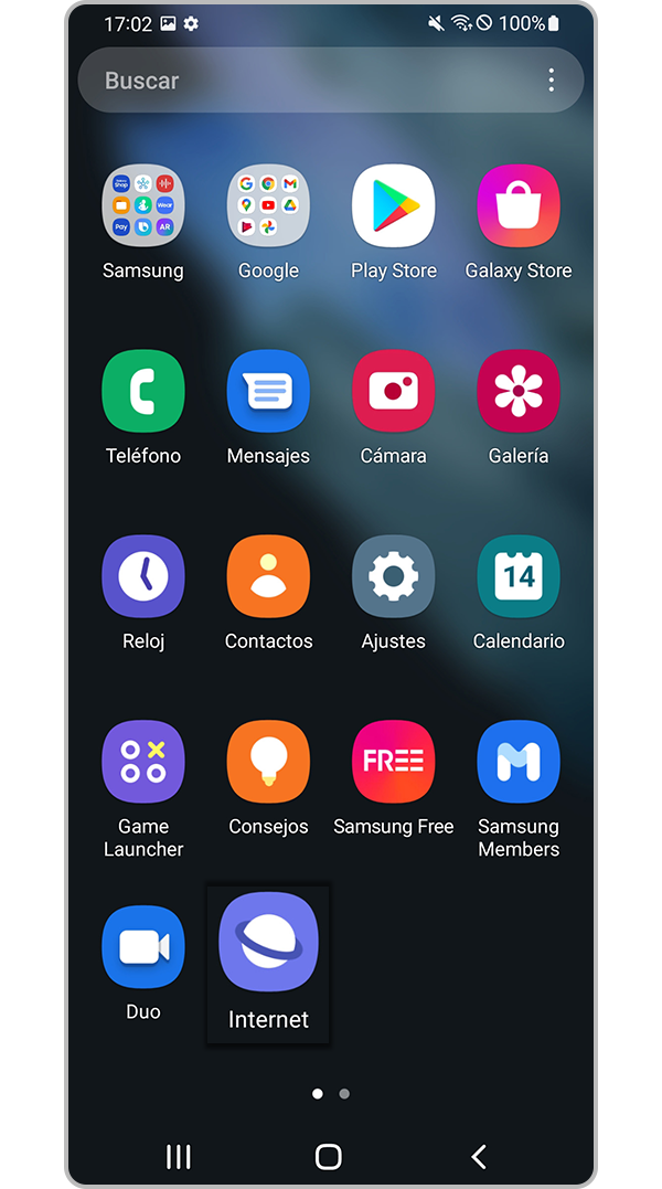 Abrir la aplicación Internet de Samsung