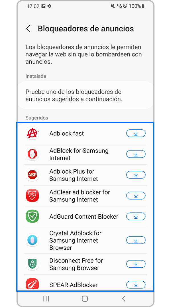 Seleccionar desde Aplicaciones sugeridas