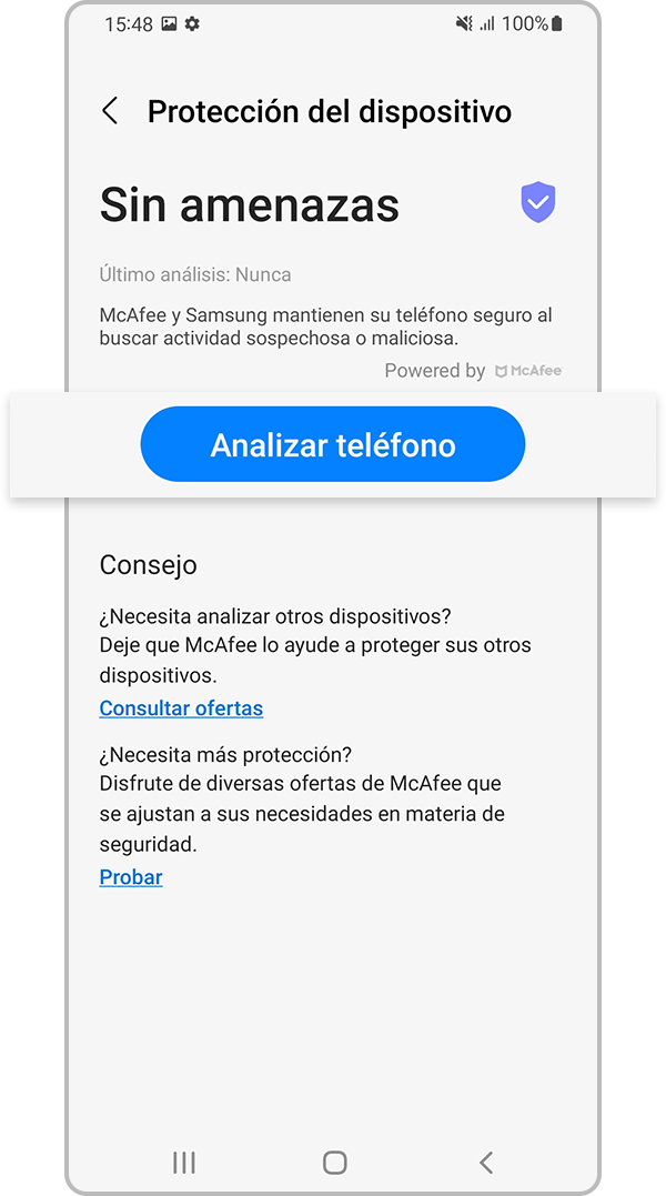 Tocar Analizar teléfono