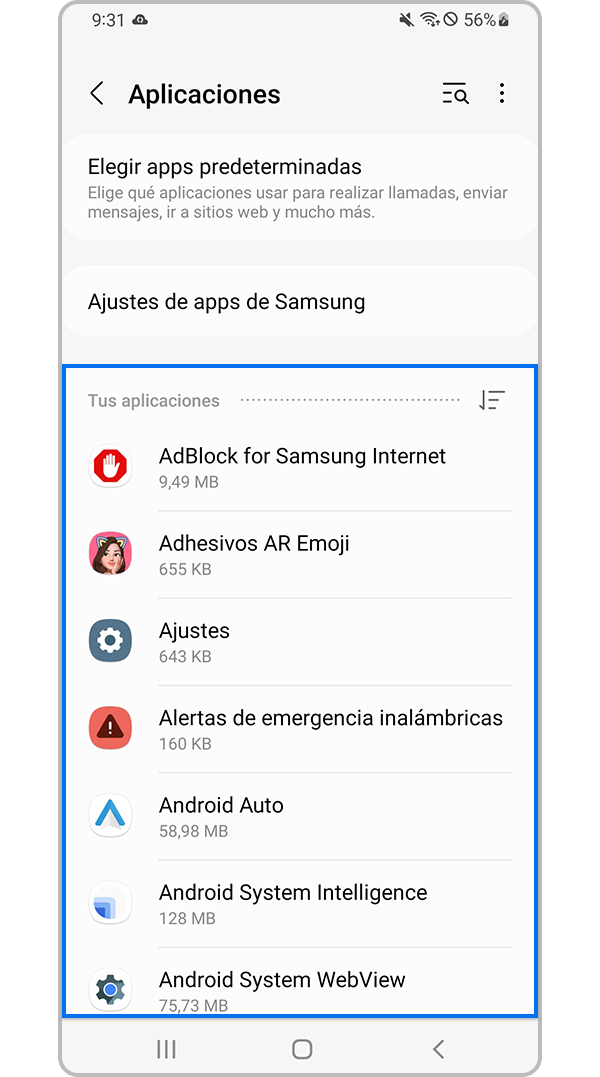 Elegir una aplicación de la cual borrar el caché
