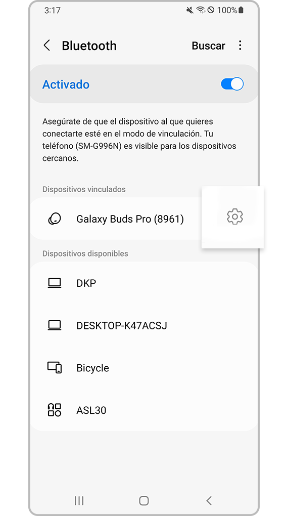 Repare el dispositivo bluetooth paso 3