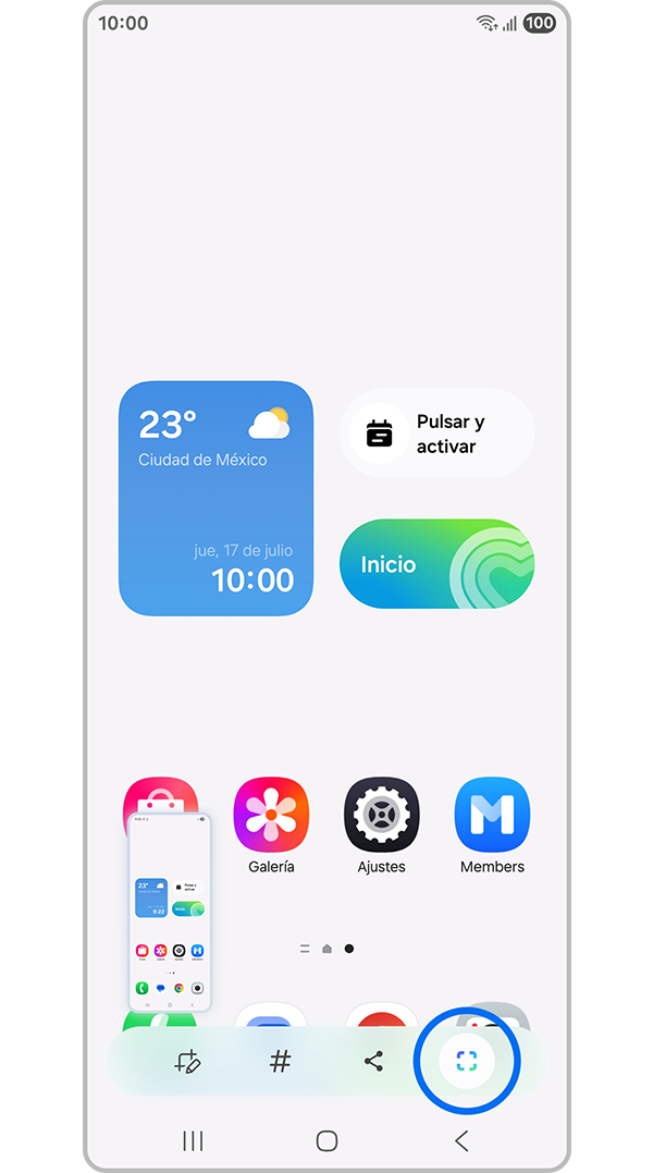 Seleccionar desde la barra de herramientas de Captura de pantalla