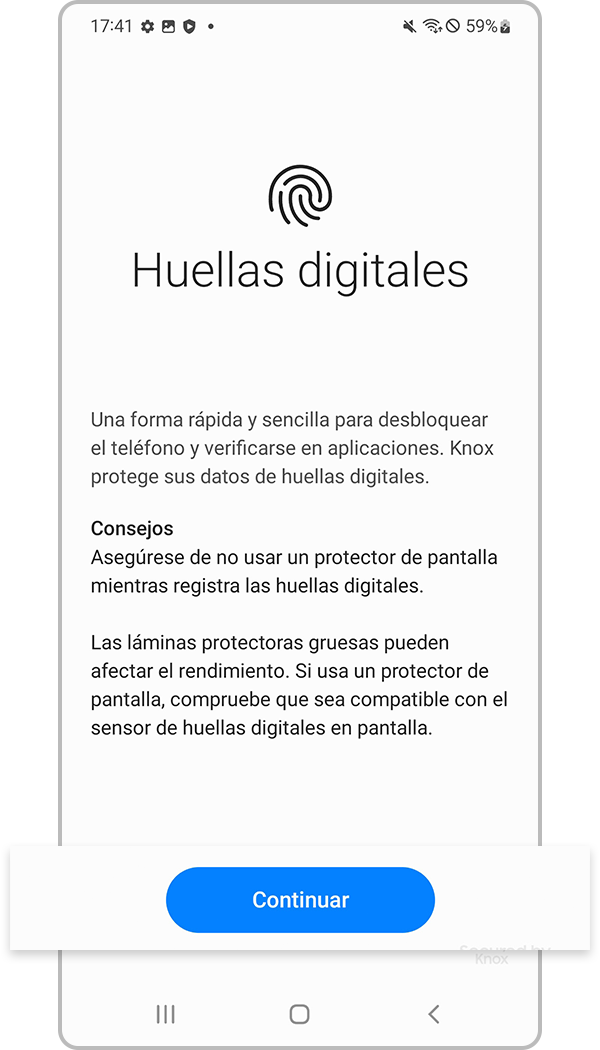 registro de reconocimiento de huellas digitales paso 3
