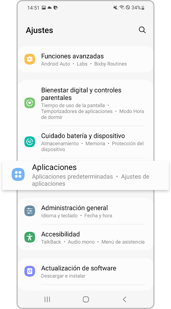 Ajustes de aplicaciones