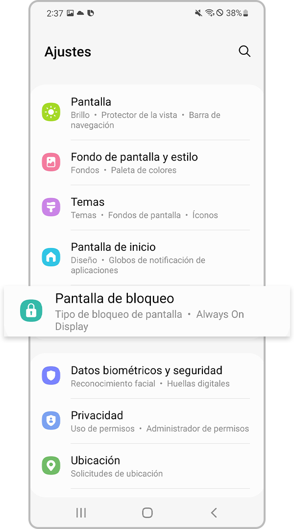 Ajustes de bloqueo de pantalla