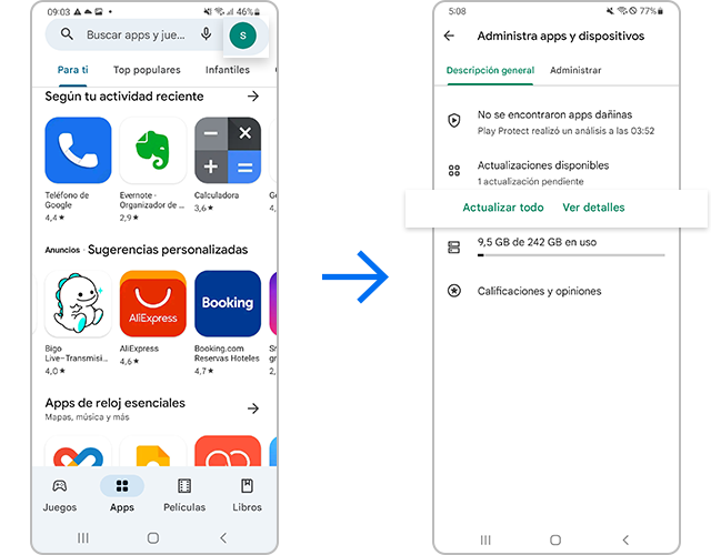 Revisar si hay aplicaciones con actualizaciones disponibles