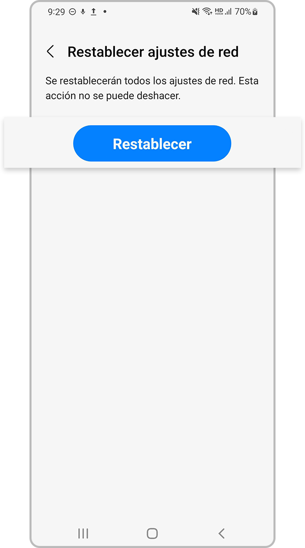 Restablezca la configuración de la red paso 5