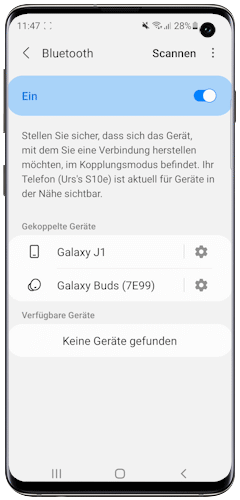 Schritte zum Entkoppeln eines mit Bluetooth verbundenen Geräts.