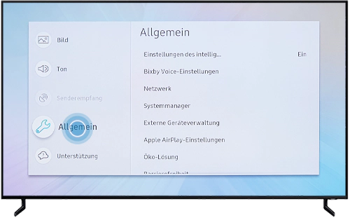 Allgemein ist in den Einstellungen des QLED Q80R markiert.