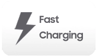 Das Symbol zum Schnelladen (Fast charging) der Samsung Galaxy Smartphones wird angezeigt.