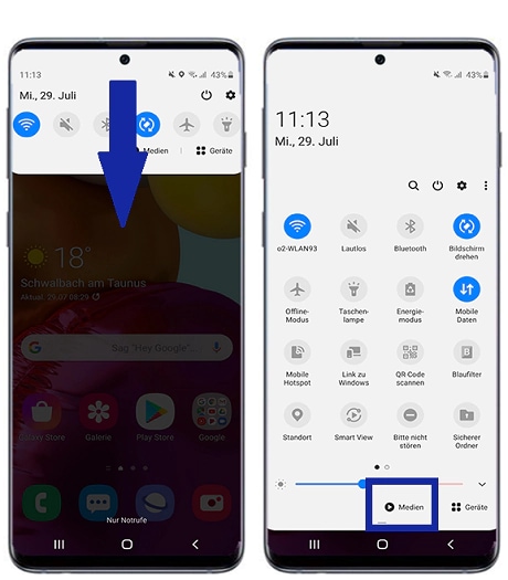 Galaxy Smartphone zugreifen auf Medien Panel