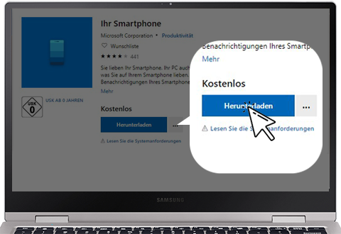 Die App Ihr Smartphone wird im Microsoft Store angezeigt.