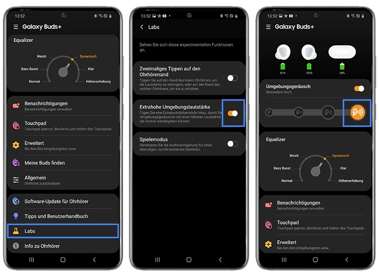 Galaxy Buds+ Umgebungsgeräusche miniieren