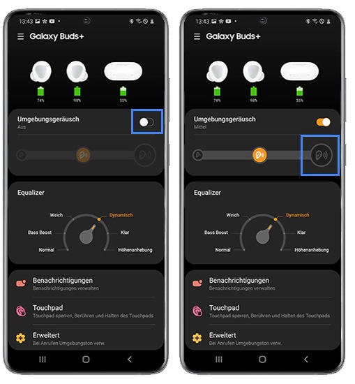 Galaxy Buds+ Umgebungsgeräusche miniieren