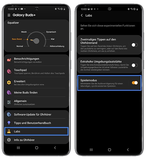 Galaxy Buds + Spielemodus aktivieren